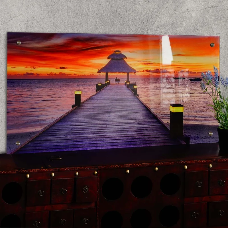 Tableau sur verre motif sunset décoration à suspendre DEC04023