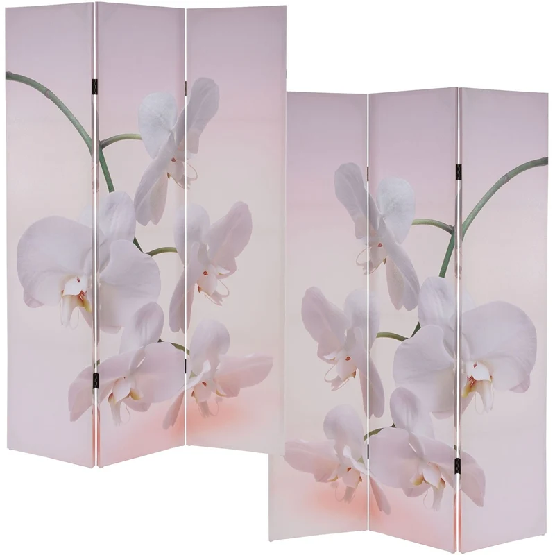 Paravent 3 panneaux pans séparateur de pièce 180x120cm motif orchidee PAR04015