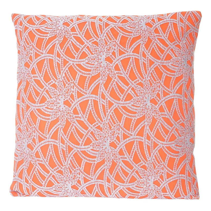 Coussin orange style baroque 45x45 cm déhoussable DEC04075
