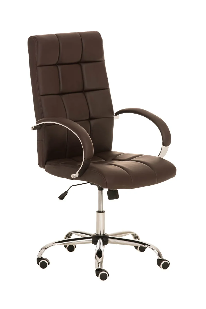 Fauteuil de bureau à roulettes en cuir artificiel marron BUR10011