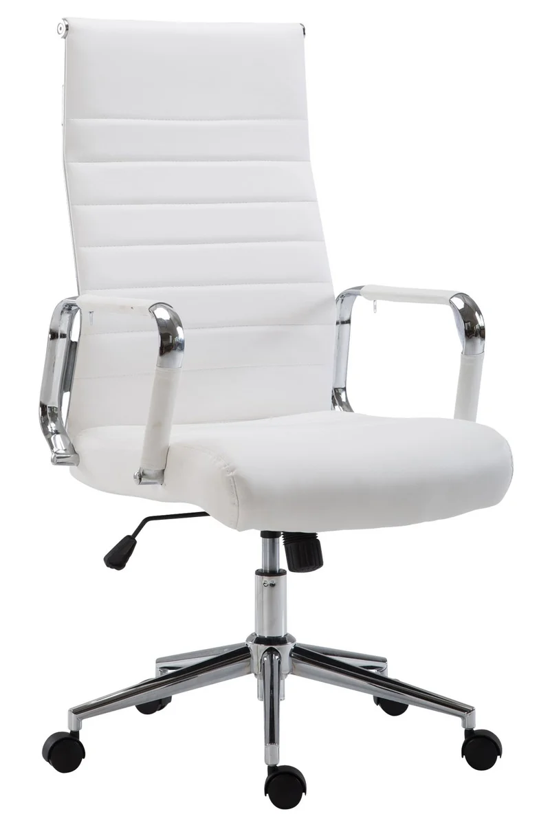 Fauteuil de bureau en synthétique blanc avec assise rembourrée pivotant BUR10240