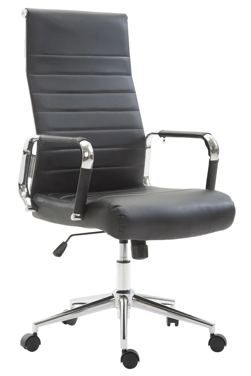 Fauteuil de bureau en synthétique noir avec assise rembourrée pivotant BUR10239