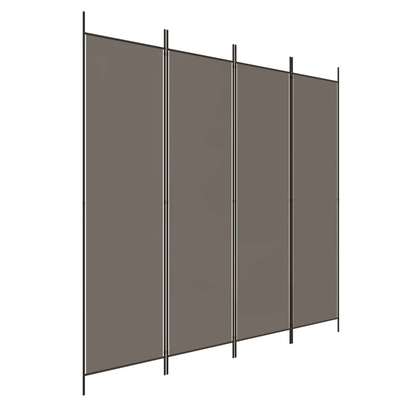 Paravent séparateur de pièce cloison 4 panneaux 200 x 200 cm tissu anthracite et fer DEC030825