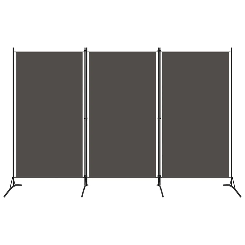 Séparateur de pièce cloison 3 panneaux 260 x 180 cm tissu gris et fer DEC030725