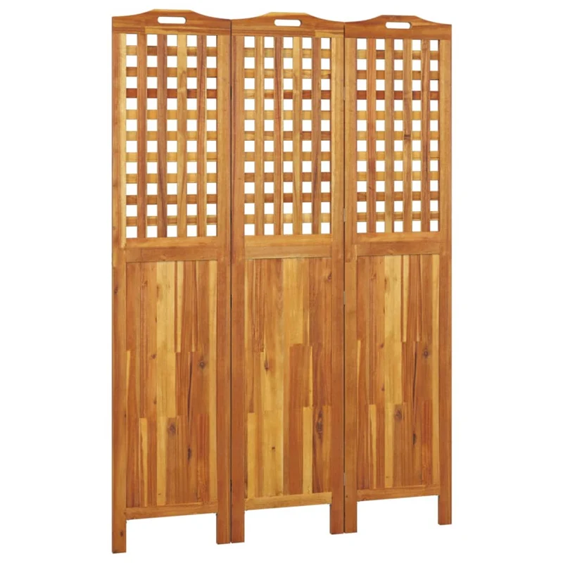 Paravent séparateur de pièce cloison 3 panneaux 121,5 x 2 x 180 cm bois d'acacia marron DEC030718