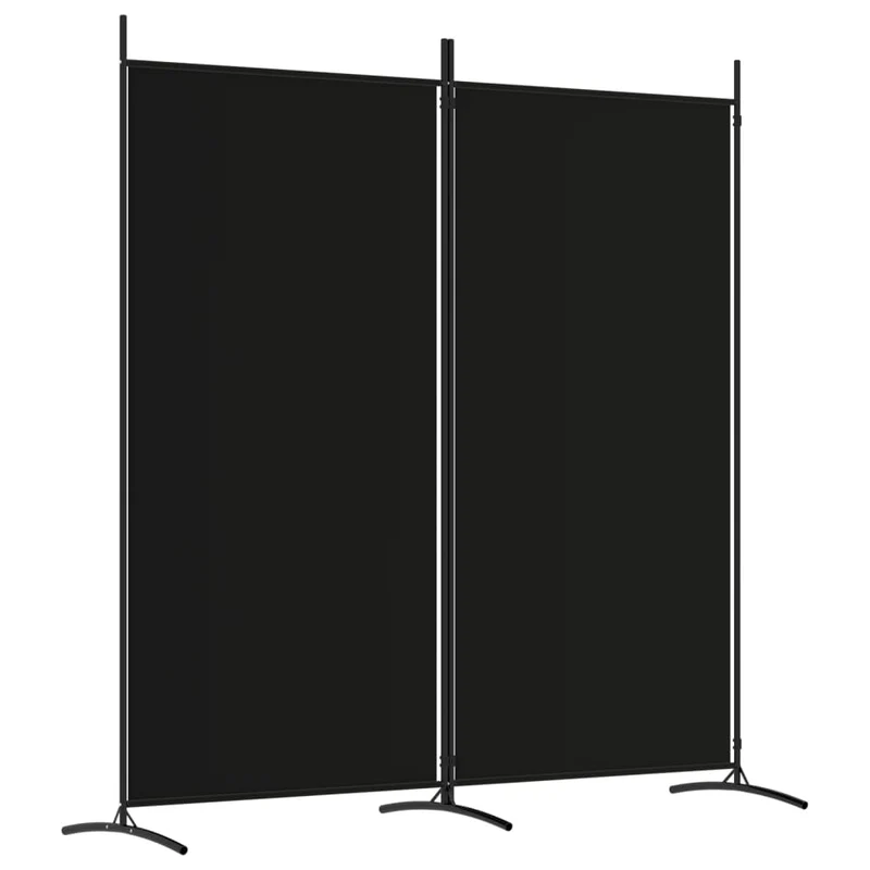 Paravent séparateur de pièce cloison 2 panneaux 175 x 180 cm tissu noir et fer DEC030713