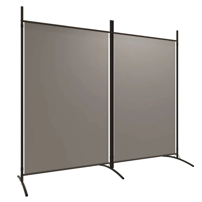 Paravent séparateur de pièce cloison 2 panneaux 175 x 180 cm tissu anthracite et fer DEC030707