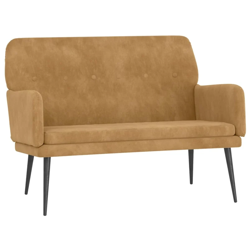 Banquette banc avec dossier et accoudoirs 108 x 79 x 79 cm velours marron DEC024676