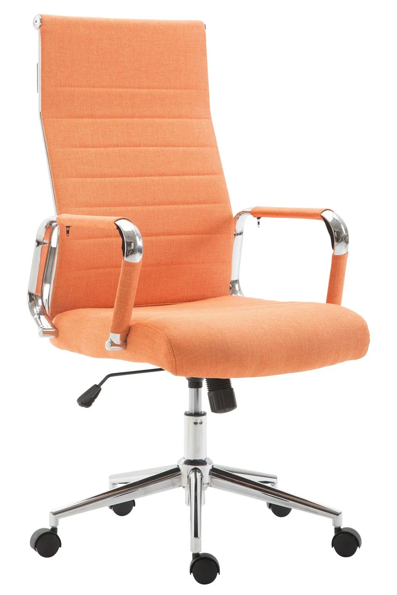 Fauteuil de bureau en tissu orange avec assise rembourrée pivotant BUR10238