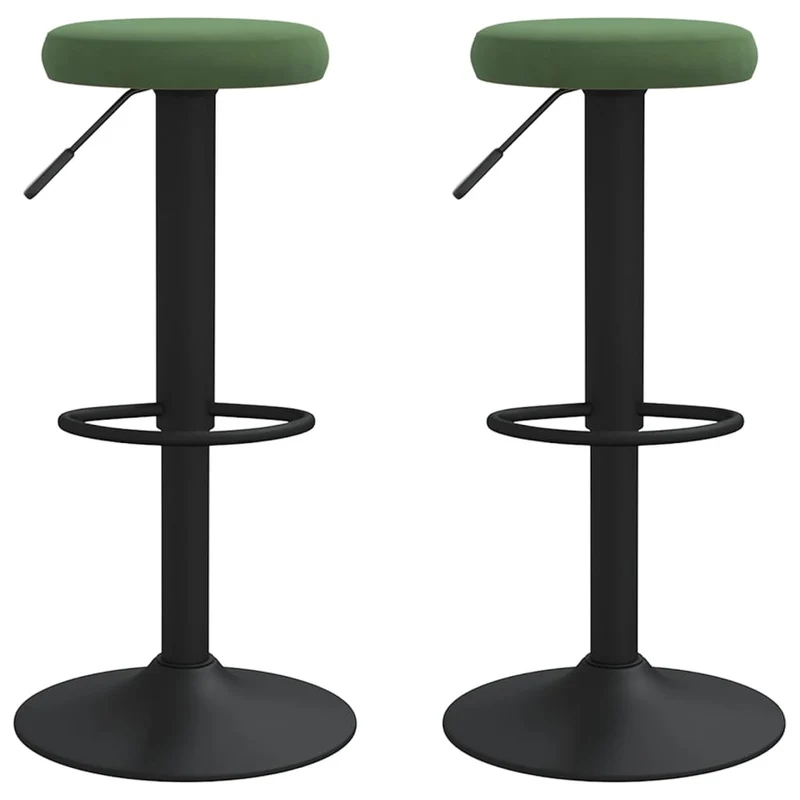 Lot de 2 tabourets de bar chaises hautes avec repose-pied en velours vert foncé et acier DEC029900