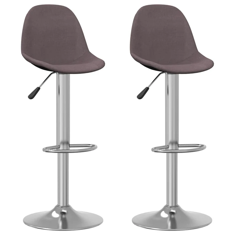 Lot de 2 tabourets de bar chaises hautes hauteur réglable en tissu taupe cadre en acier DEC029883