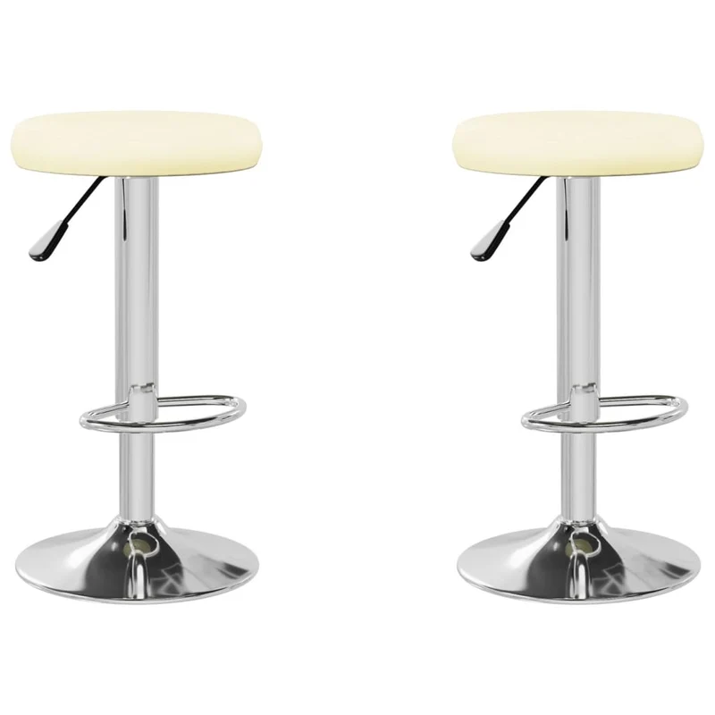 Lot de 2 tabourets de bar chaises hautes en PVC crème cadre en acier DEC029652