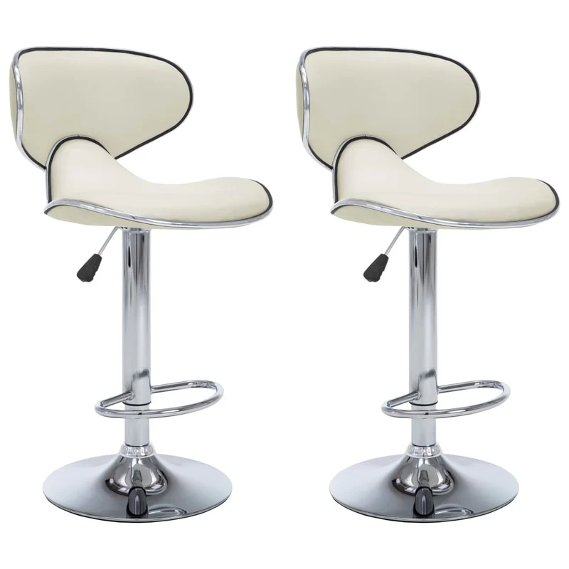 Lot de 2 tabourets de bar chaises hautes design moderne en PVC crème et acier DEC029650