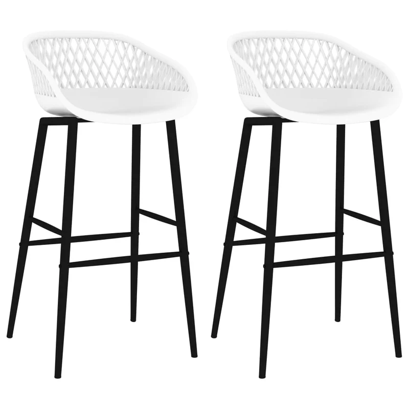 Tabourets de bar x2 chaises haute aspect de maille en PP blanc et métal DEC029330