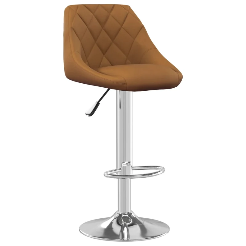 Tabouret de bar x1 chaise haute avec coutures losange en velours marron et acier DEC029510