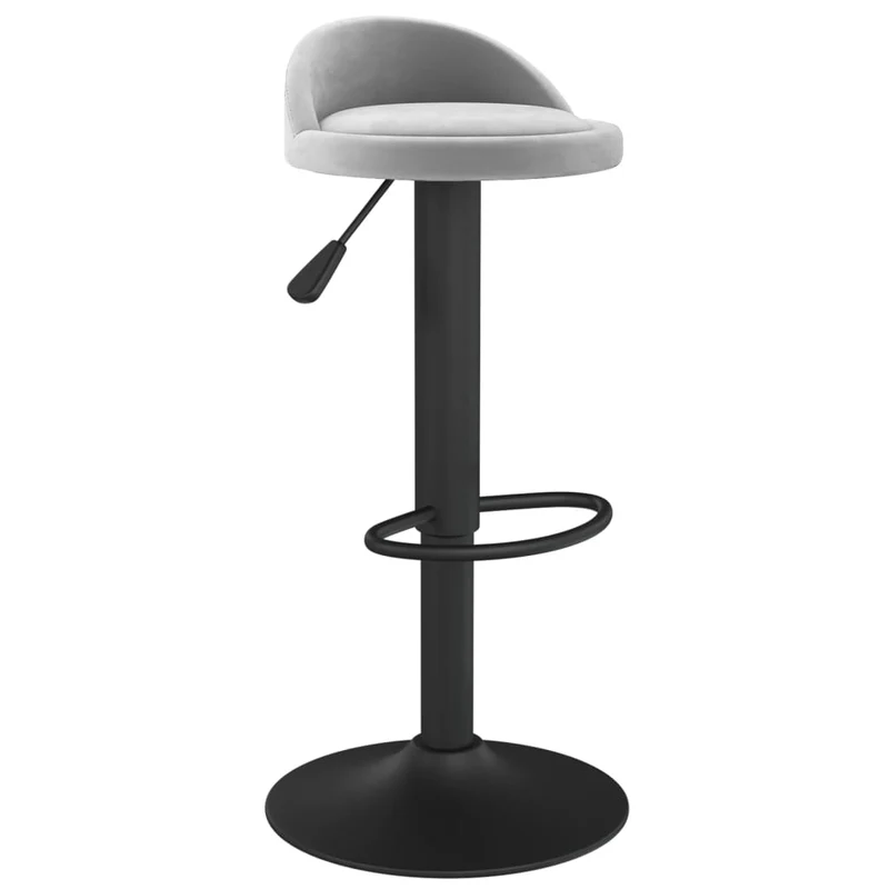 Tabouret de bar x1 chaise haute en velours gris clair et acier noir DEC029480