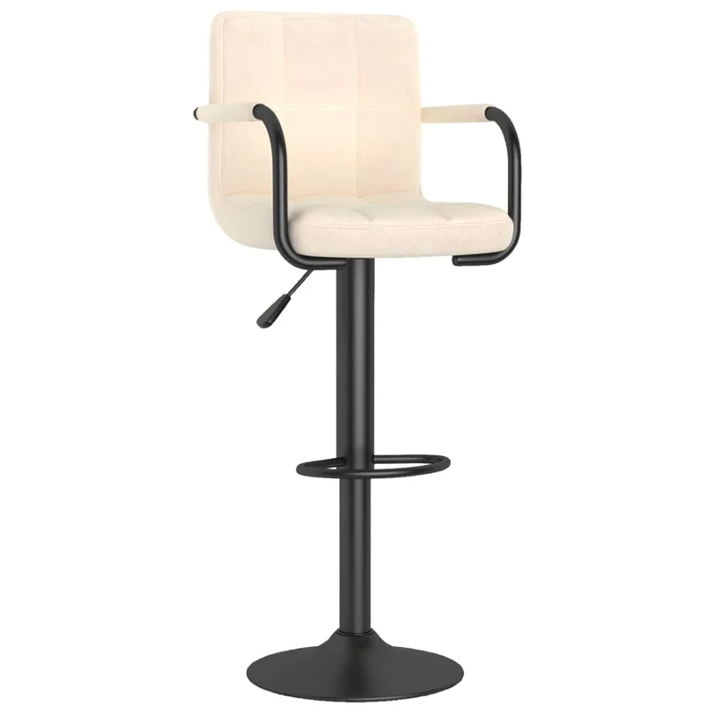 Tabouret de bar x1 chaise haute avec dossier et accoudoirs en tissu crème cadre en acier DEC029467