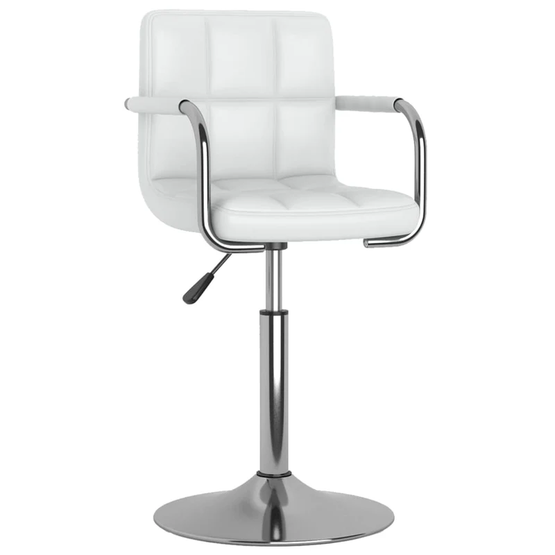 Tabouret de bar x1 chaise haute avec dossier et accoudoirs en PVC blanc et acier DEC029446