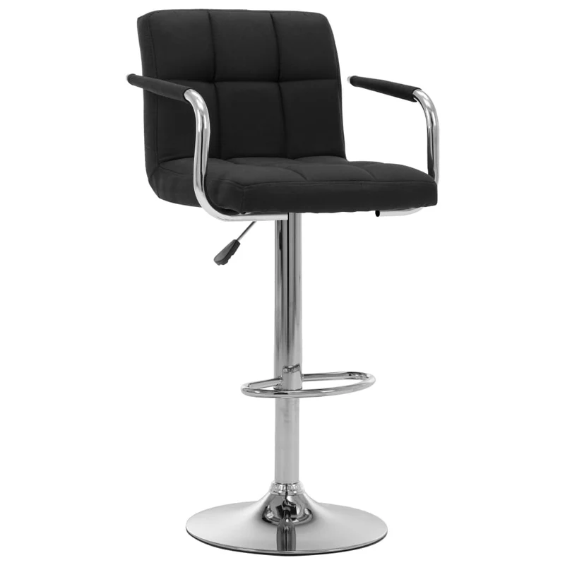 Tabouret de bar x1 chaise haute avec dossier et accoudoirs en tissu noir cadre en acier DEC029325