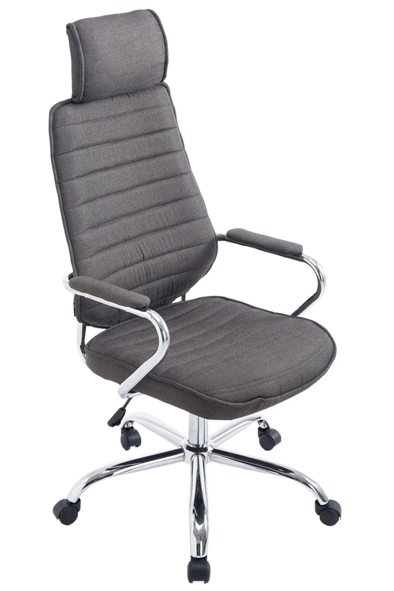 Fauteuil de bureau hauteur réglable pivotant mécanisme de bascule tissu gris foncé et métal chromé 10_0002625