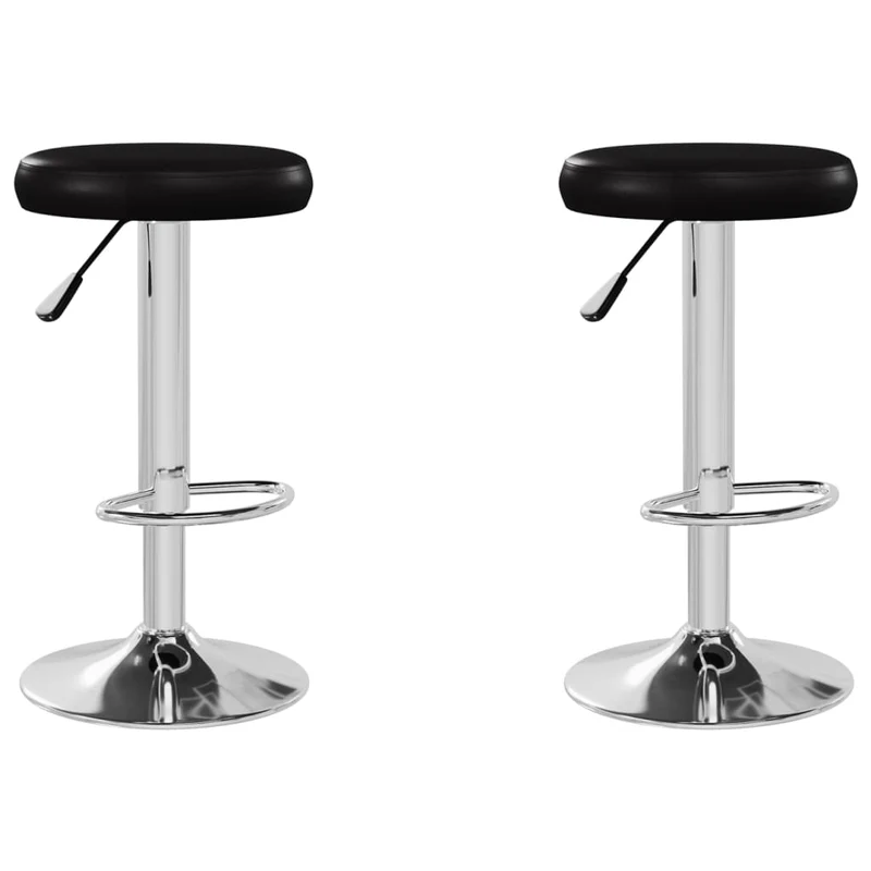 Lot de 2 tabourets de bar chaises hautes en PVC noir et acier DEC029806