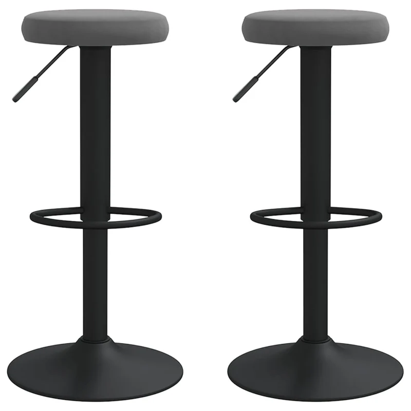 Lot de 2 tabourets de bar chaises hautes en velours gris foncé et acier DEC029724