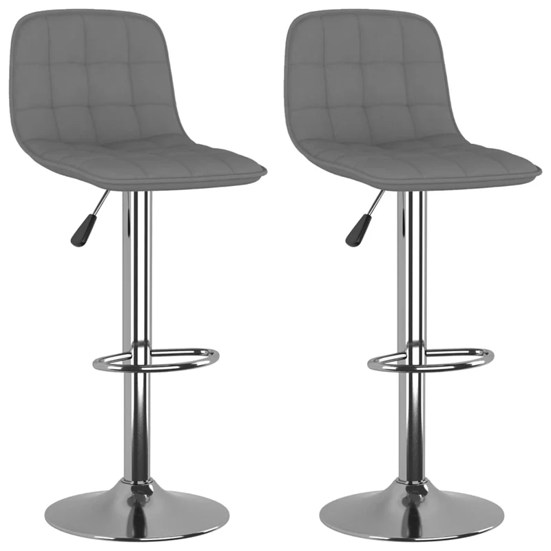 Lot de 2 tabourets de bar chaises hautes en tissu gris et acier DEC029687
