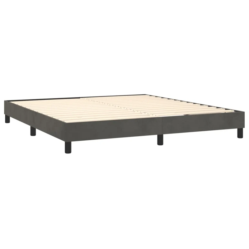 Sommier à lattes sur pieds cadre de lit 180x200 cm tissu velours gris foncé TDL0207118
