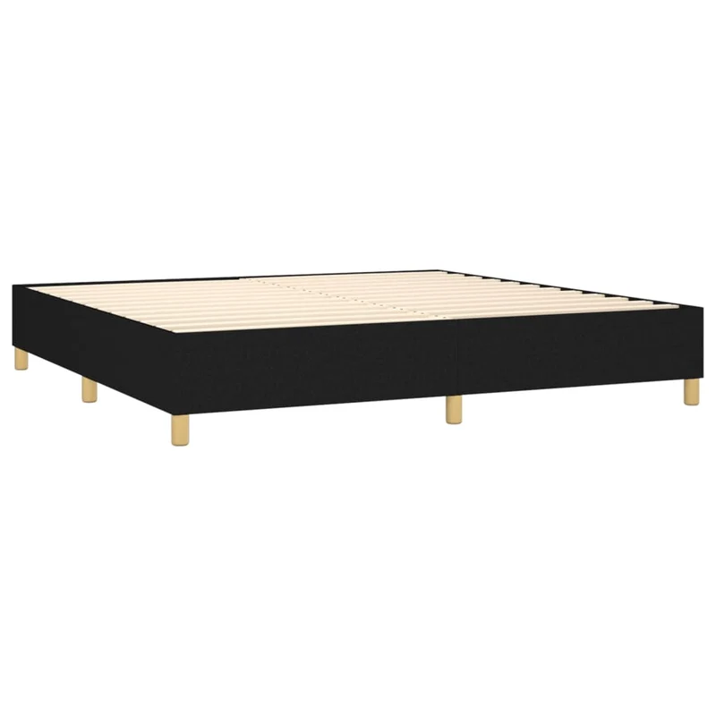Sommier à lattes sur pieds cadre de lit 200x200 cm tissu noir TDL0206993