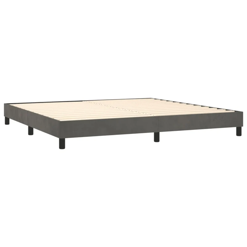 Sommier à lattes sur pieds cadre de lit 200x200 cm tissu gris foncé TDL0207112
