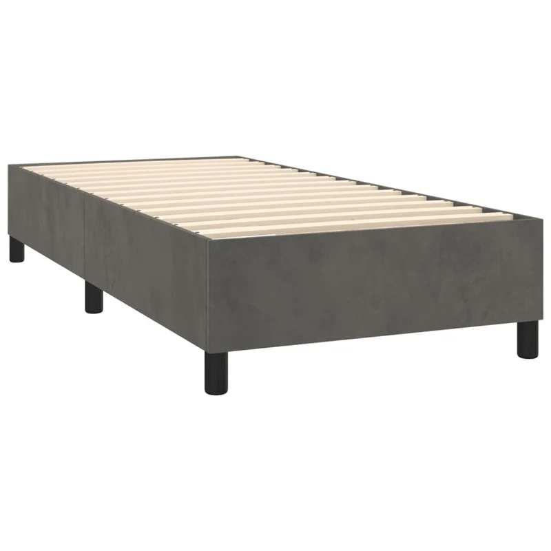 Sommier à lattes sur pieds cadre de lit 80x200 cm tissu velours gris foncé TDL0207106