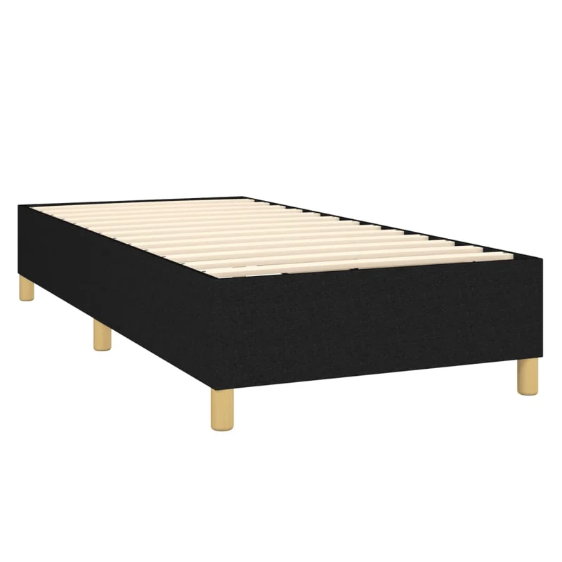 Sommier à lattes sur pieds cadre de lit 90x190 cm tissu noir TDL0206974