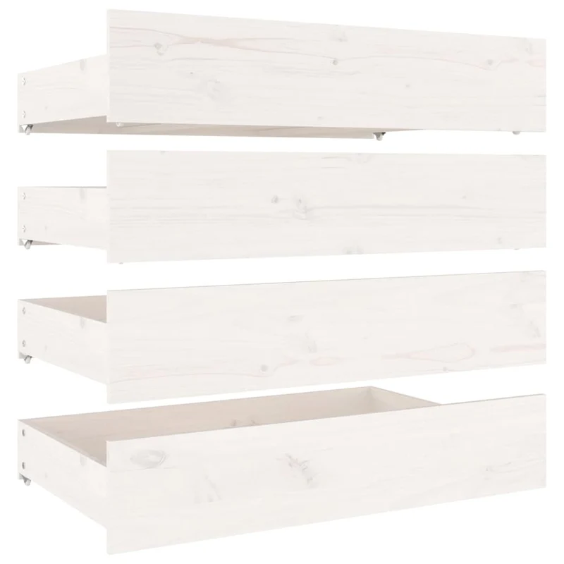Tiroir de lit rangement avec roulettes lot de 4 bois de pin blanc TDL0206815