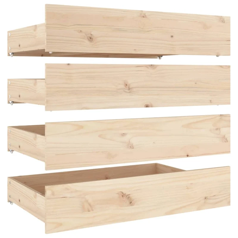 Tiroir de lit rangement avec roulettes lot de 4 bois de pin TDL0206814