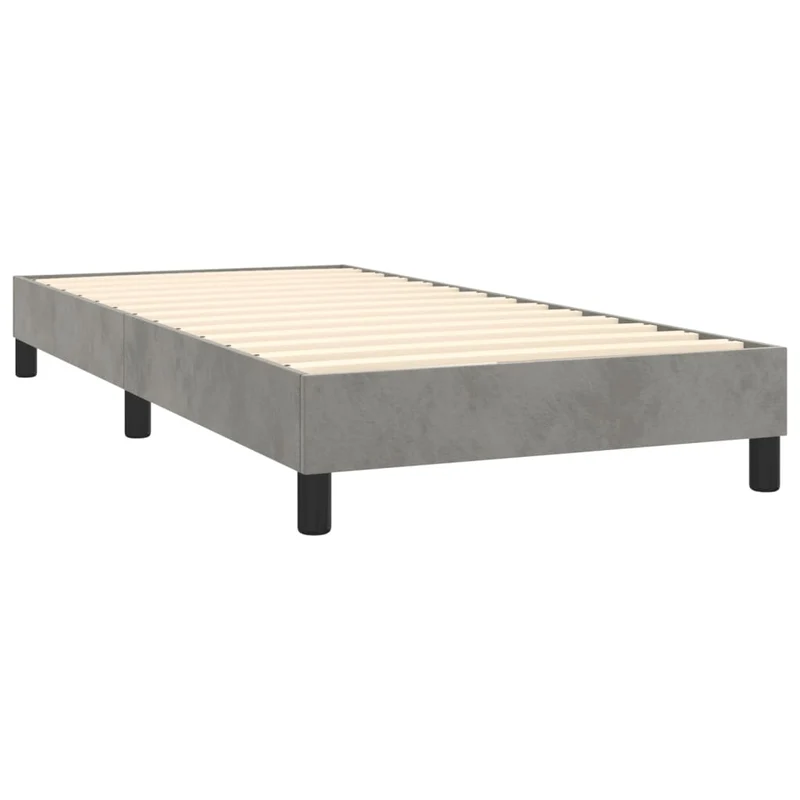 Sommier à lattes sur pieds cadre de lit 90x200 cm tissu velours gris clair TDL0207153