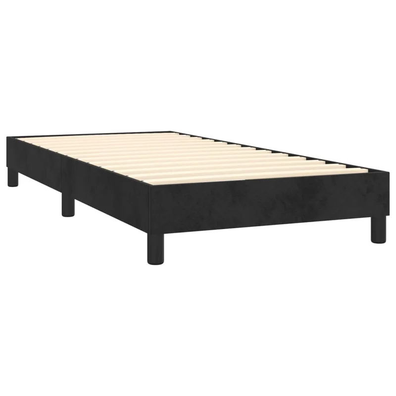 Sommier à lattes sur pieds cadre de lit 100x200 cm tissu velours noir TDL0207037