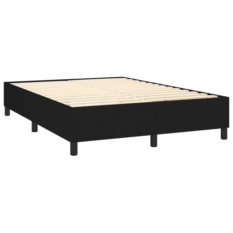 Sommier à lattes sur pieds cadre de lit 140x190 cm tissu noir TDL0207025