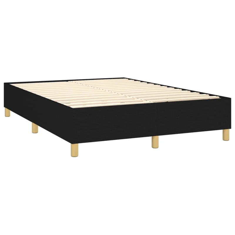 Sommier à lattes sur pieds cadre de lit 140x190 cm tissu noir TDL0207022