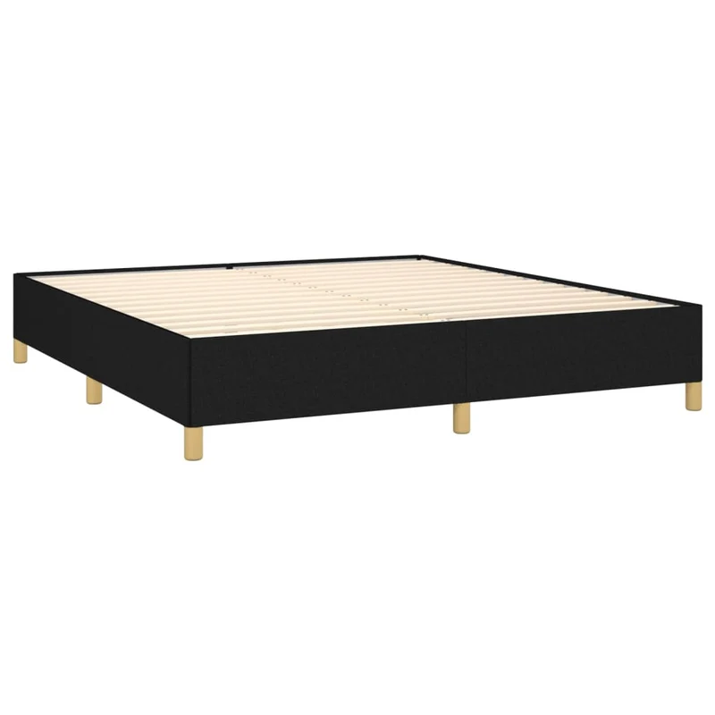 Sommier à lattes sur pieds cadre de lit 160x200 cm tissu noir TDL0207008