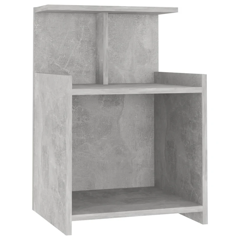 Table de chevet petit meuble d'appoint avec étagères ouvertes 40 x 35 x 60 cm aggloméré gris DEC034007