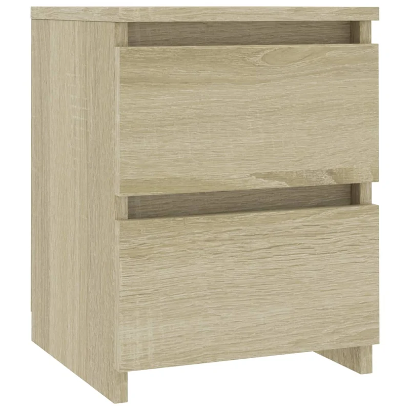 Table de chevet avec deux tiroirs 30 x 30 x 40 cm bois d'ingénierie couleur chêne DEC033799