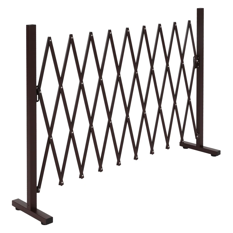 Grille de barrière en aluminium grille à ciseau clôture extensible en acier 103 x 36-265 x 31 cm marron 04_0006981
