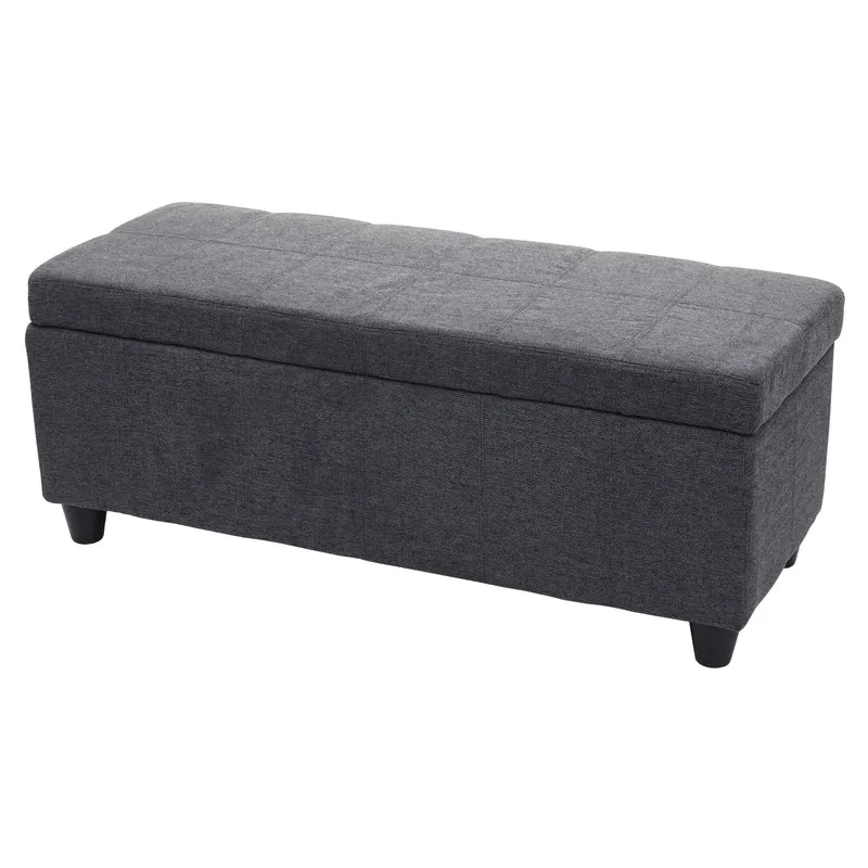 Banquette de rangement banc 45x114x45 cm en tissu gris foncé 04_0006454