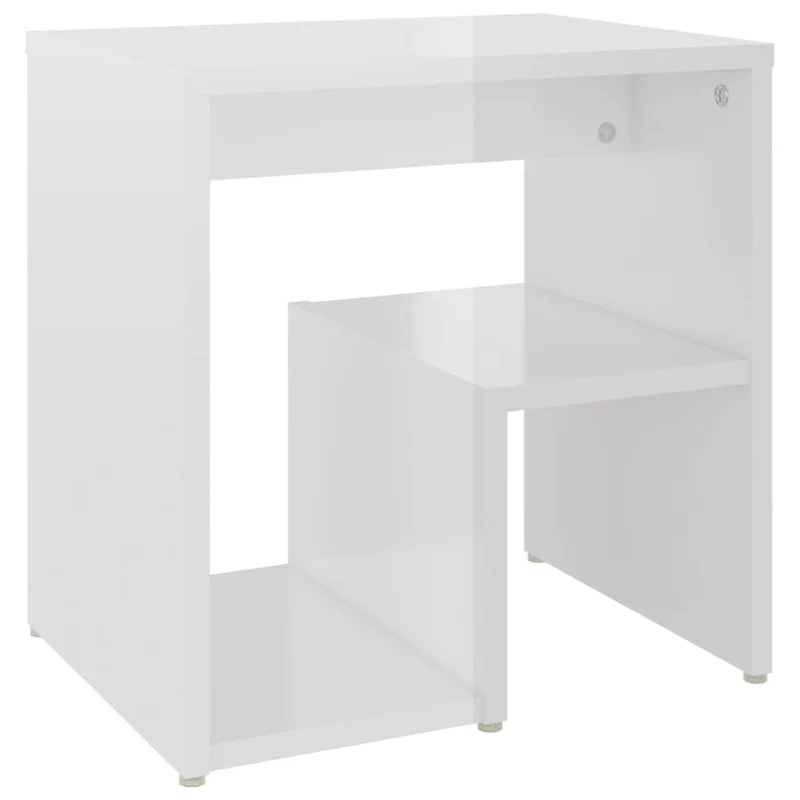 Table de chevet petit meuble d'appoint 40 x 30 x 40 cm bois d'ingénierie blanc brilliant DEC033448