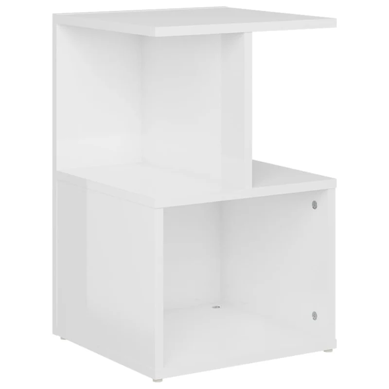 Table de chevet avec étagères 35 x 35 x 55 cm bois d'ingénierie blanc brilliant DEC033438