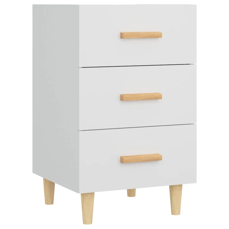 Table de chevet avec 3 tiroirs 40 x 40 x 66 cm bois d'ingénierie blanc DEC033396