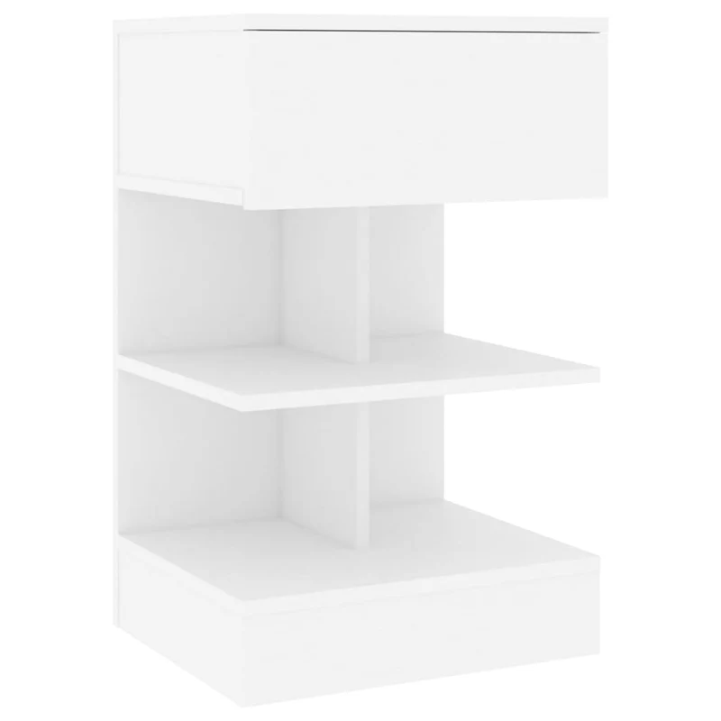 Table de chevet avec tiroir et étagère 40 x 35 x 65 cm bois d’ingénierie blanc DEC033380