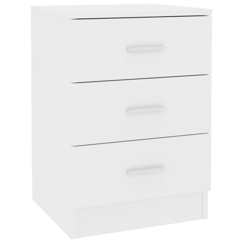 Table de chevet avec 3 tiroirs 38 x 35 x 56 cm bois d'ingénierie blanc DEC033319