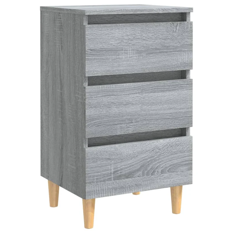 Table de chevet 3 tiroirs avec pieds en bois 40 x 35 x 69 cm bois d'ingénierie gris DEC033225
