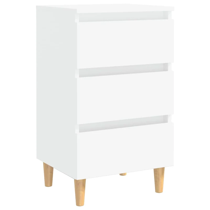 Table de chevet 3 tiroirs avec pieds en bois 40 x 35 x 69 cm bois d'ingénierie blanc DEC033219